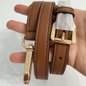 Michael Kors Brown Leather Adjustable Crossbody Bag Strap Gold Hardware